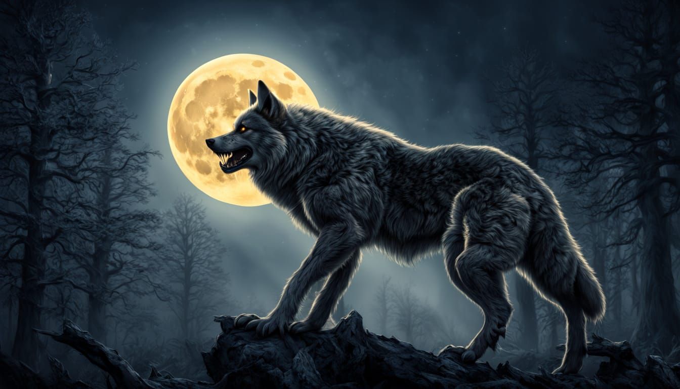 Ethereal Werewolf in Moonlit Forest, Boris Vallejo-Inspired ...
