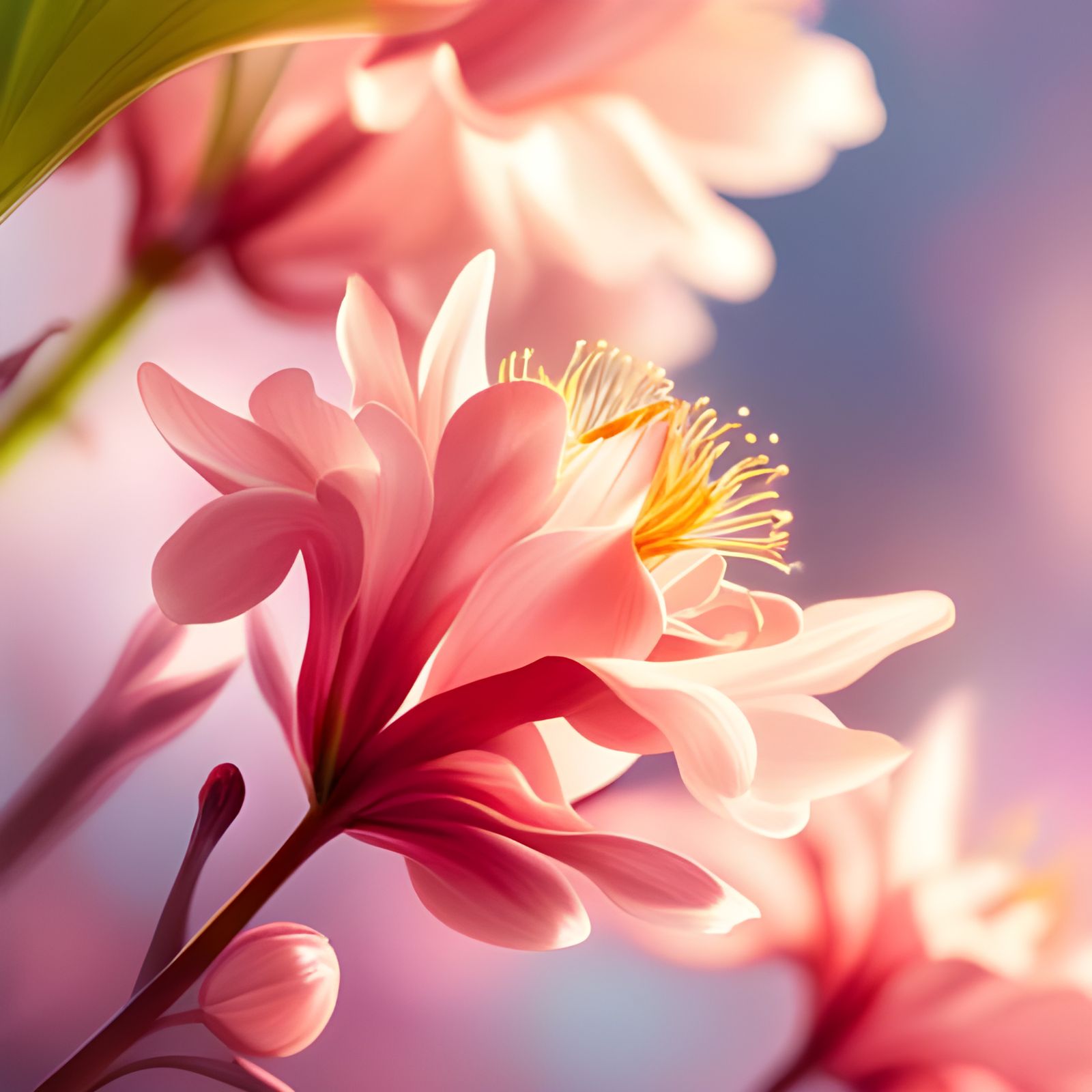 Spring Blossoms in Dappled Light, Detailed Lineart