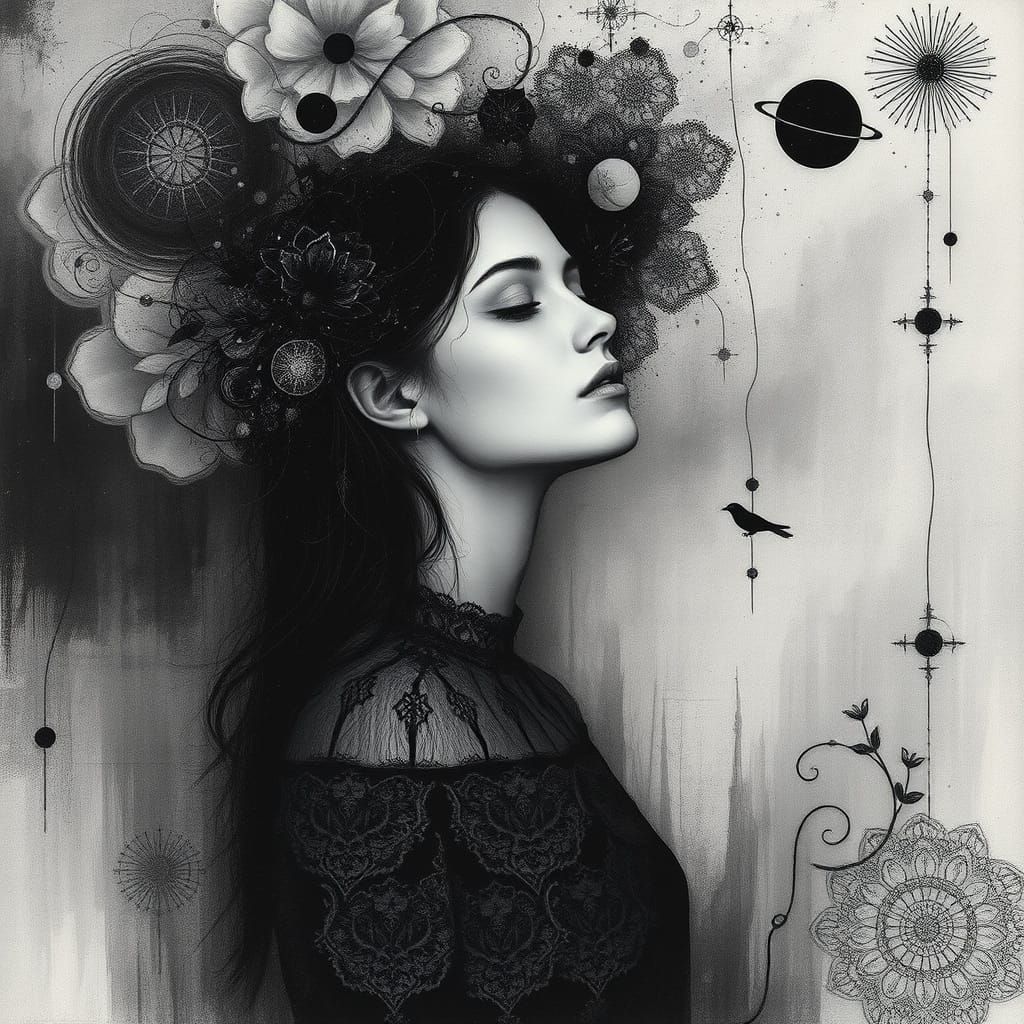 Dreamlike Ethereal Scene with Intricate Patterns and Celesti...