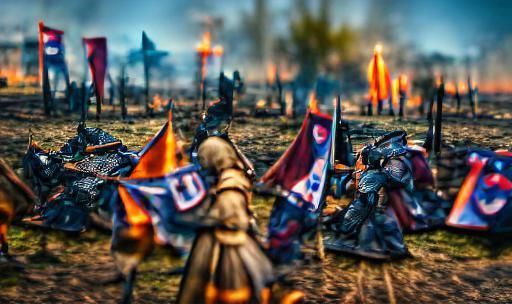 Burned Battlefield with Fallen Knights: Professional Photogr...