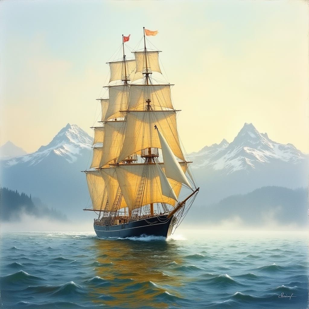 Lady Washington Sails Majestically Across Puget Sound