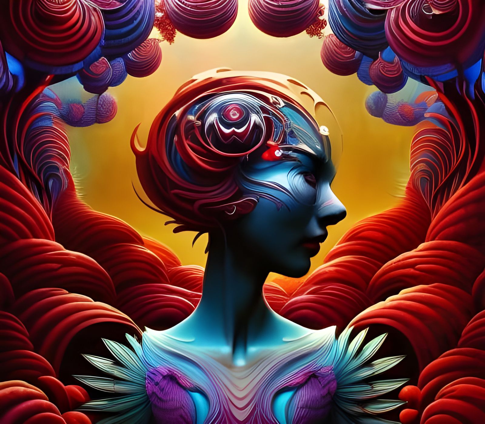 Stunning Woman with Red Hair: 3D Digital Art