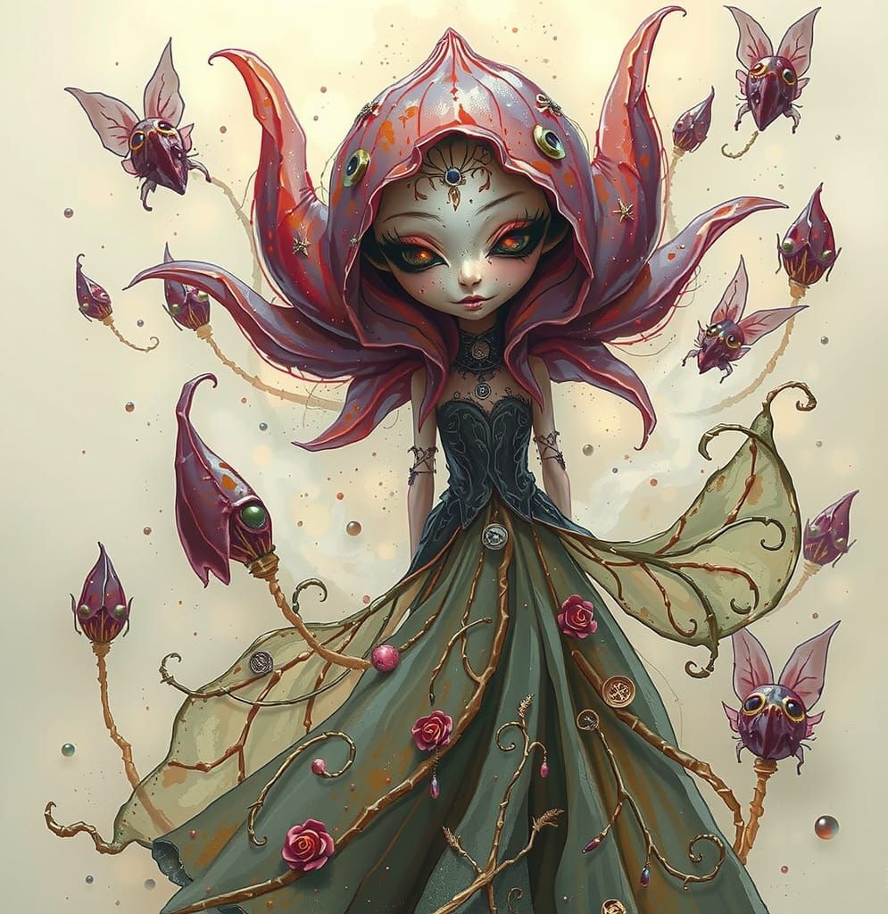 Mysterious Glowing-Eyed Creatures in Dark Fantasy Style