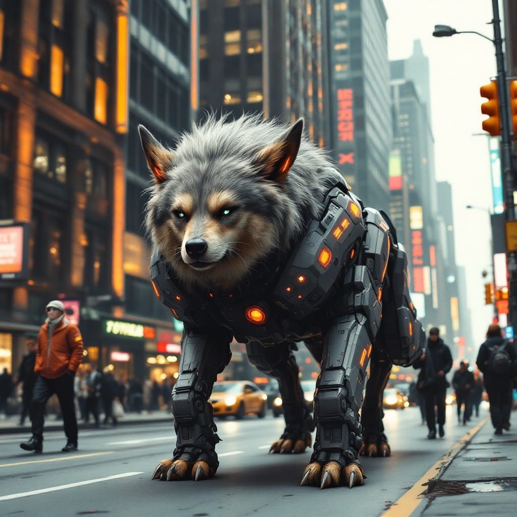 Majestic Six-Legged Canine Walks Down Futuristic NYC Street