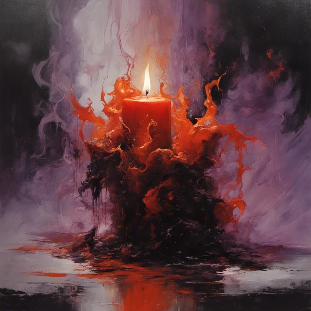 Abstract Candle in Red, Orange, and Purple