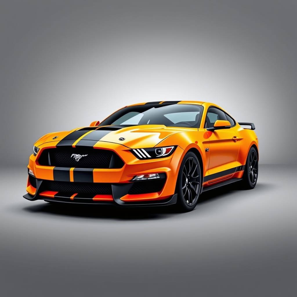 Ocher Mustang Shelby GT350 studio. Clean background