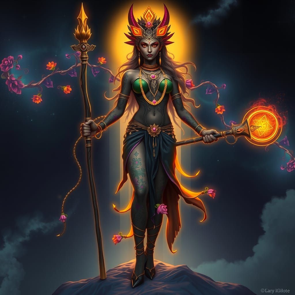 Dark Fabric Devi in Cosmic Heels