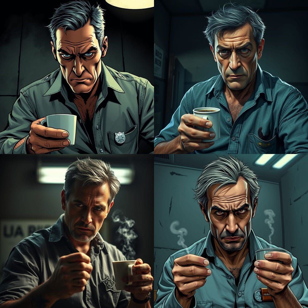 Intense Detective in Interrogation Room