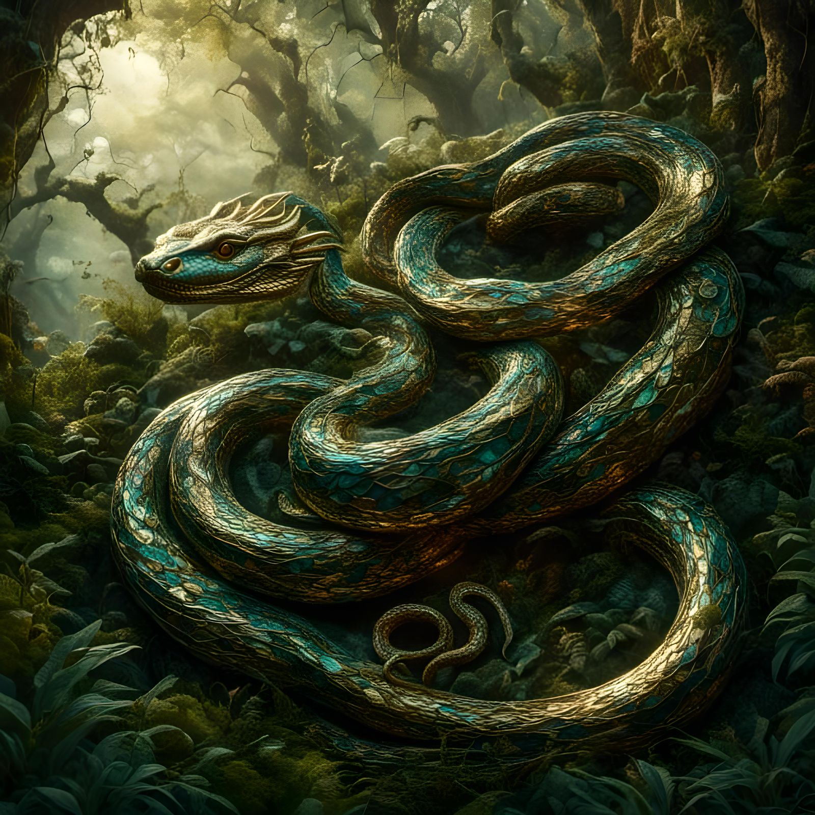 Hyperrealistic Dragon in Surreal Splash Art Style