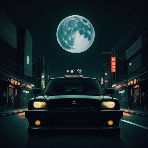 Neon Tokyo Night Street in Anime Style