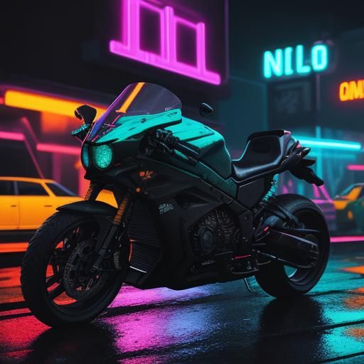 Killer in 80s Miami Neon Landscape