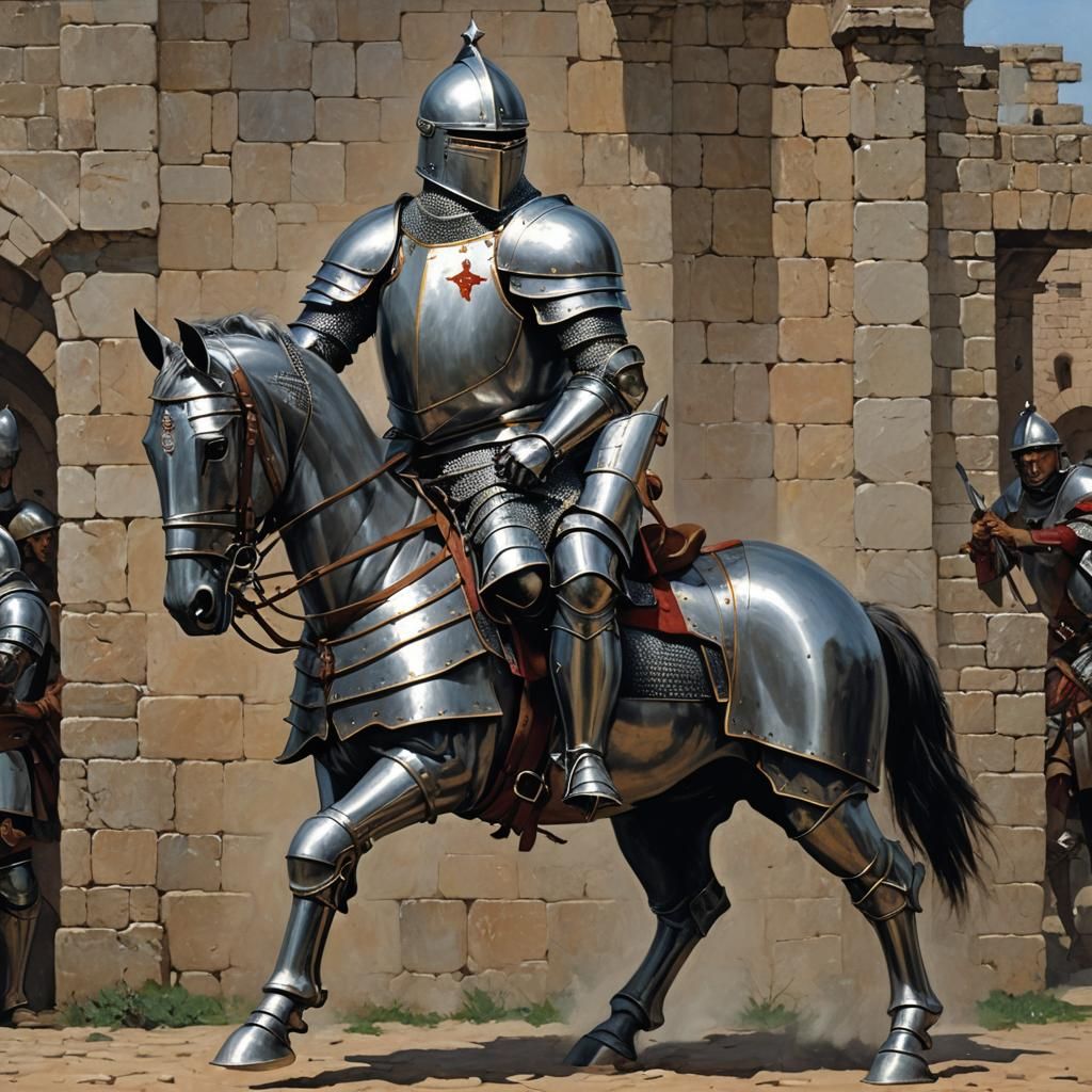 Heroic Knight in Classic Fantasy Art Style