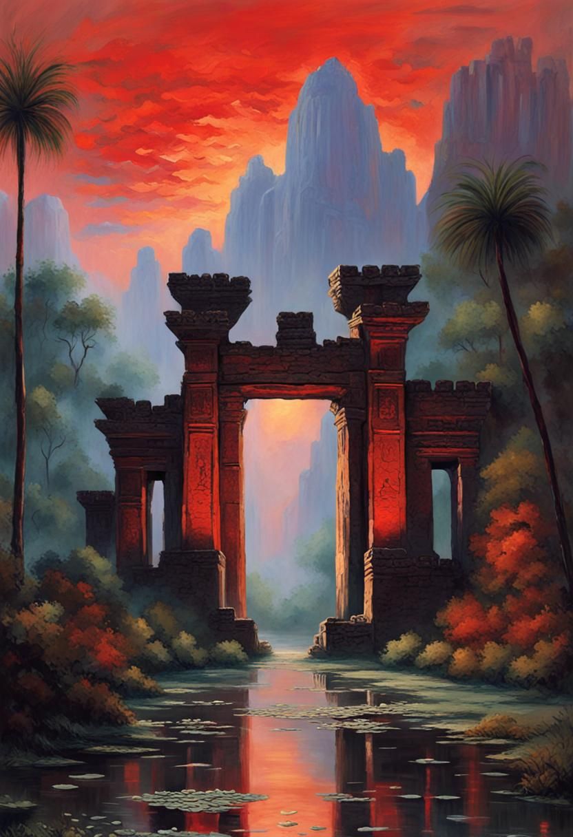 Magnificent Gate to Shangri La in Monet Style