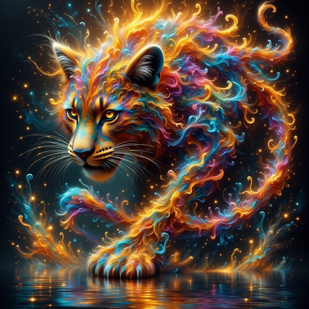 Globe Fur Leopard Hunting in Surreal Style