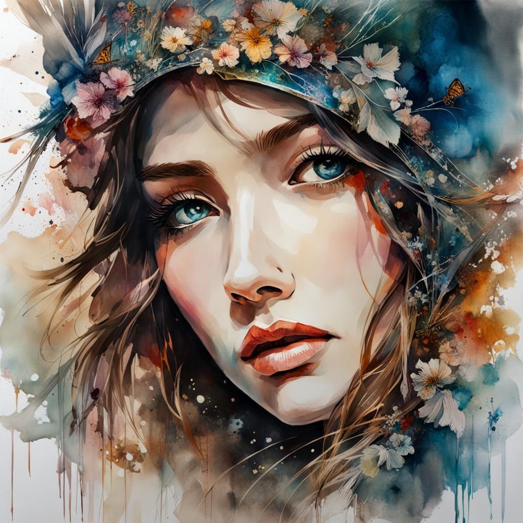 Soulful Heart in Flowery Pastel Watercolor