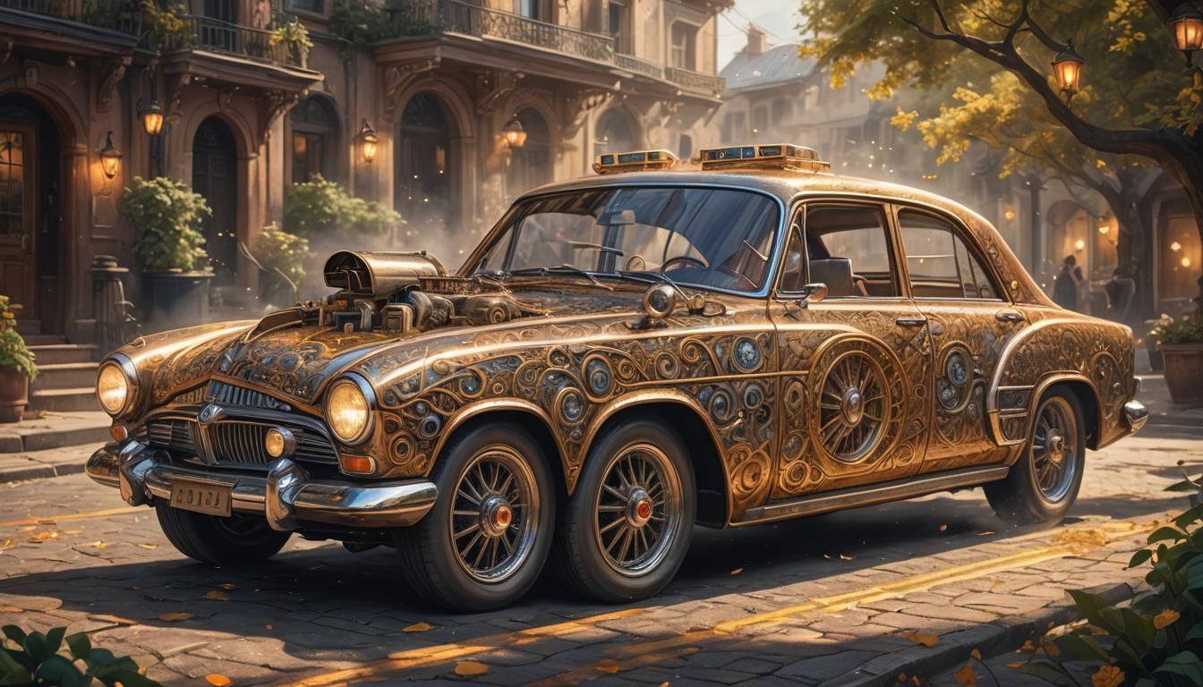 Magic Car in Digital Painting Style