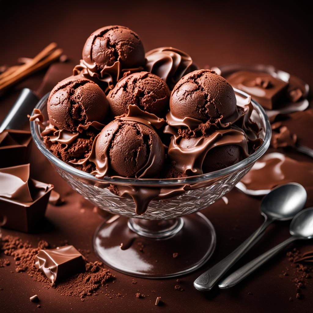 Hyperrealistic Chocolate Ice Cream Close-Up
