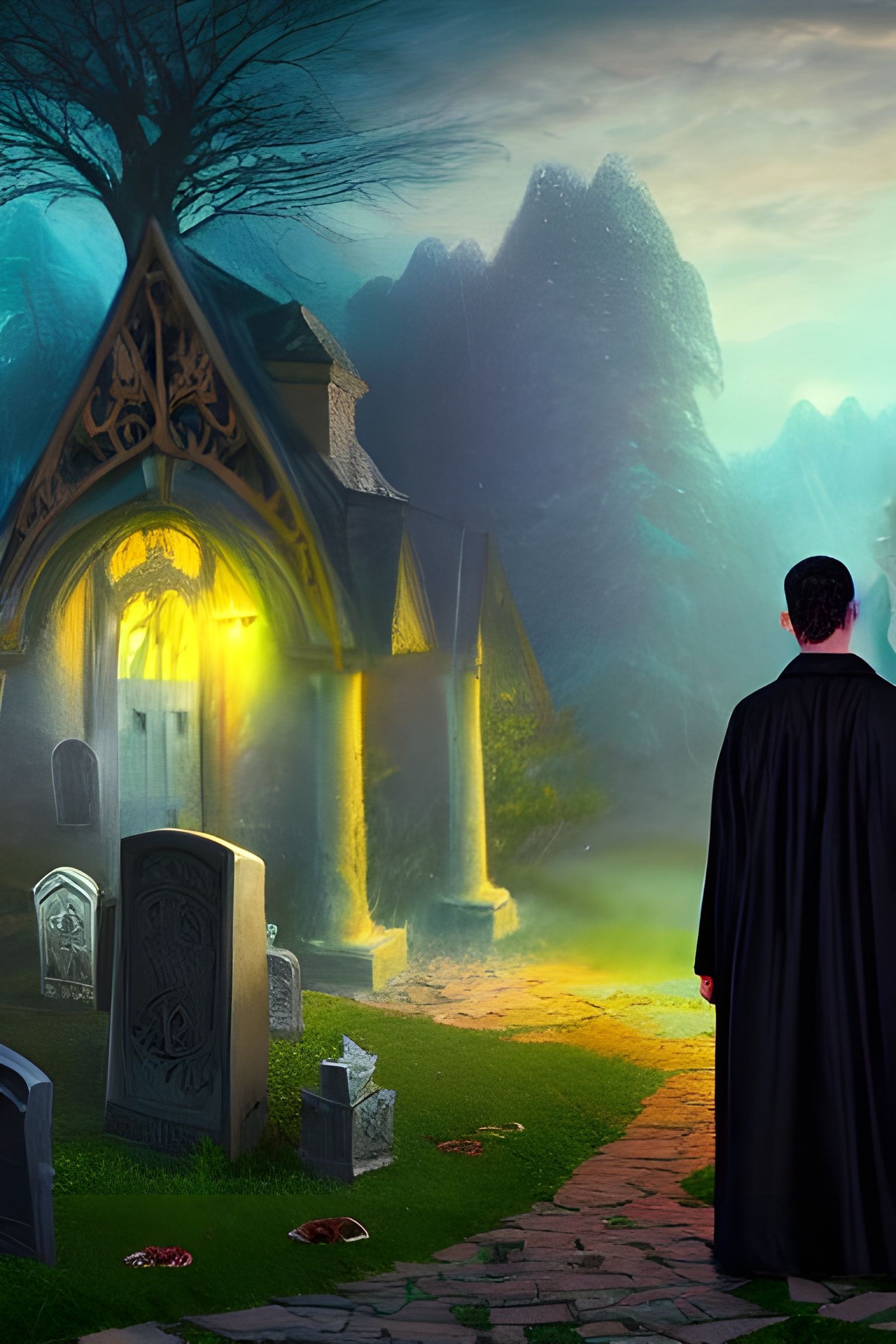 Candy Graveyard Wanderer in Art Nouveau Style