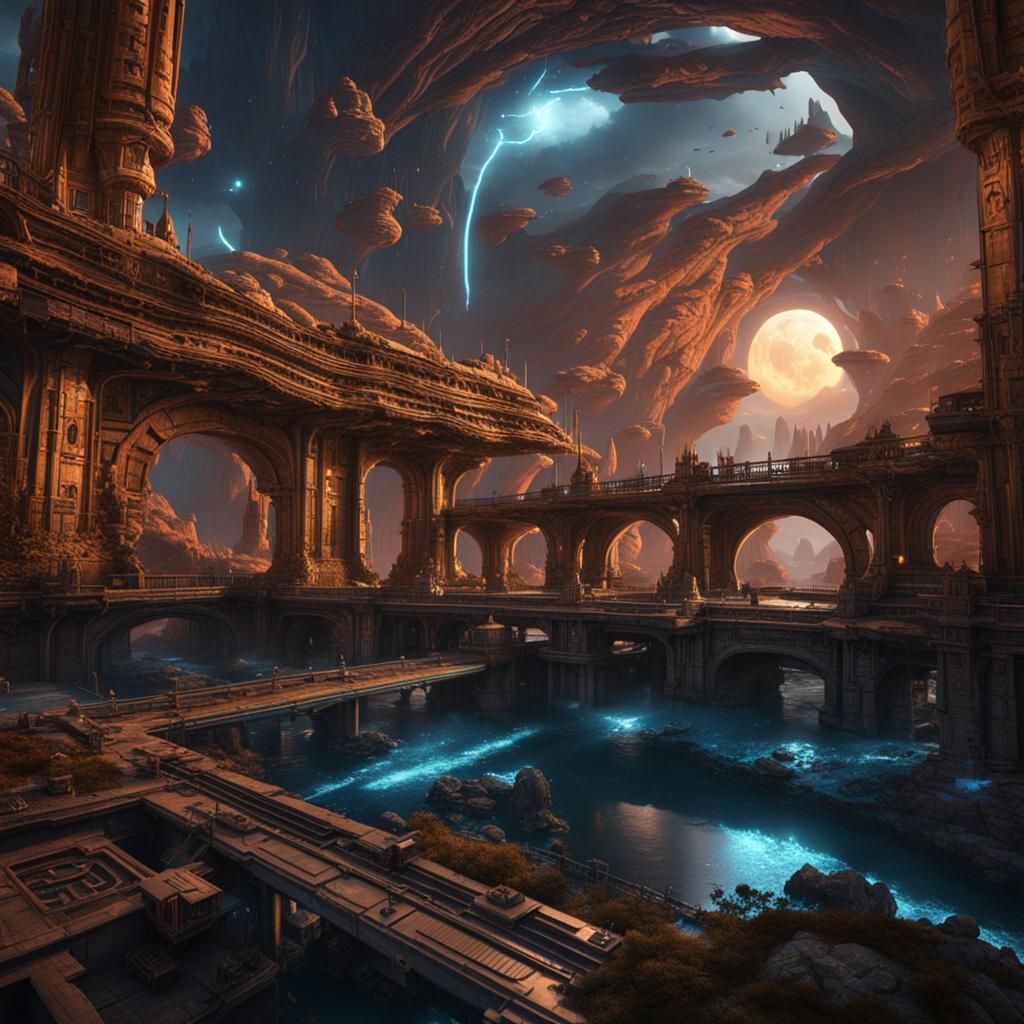 Detailed Sci-Fi Castle Matte Painting