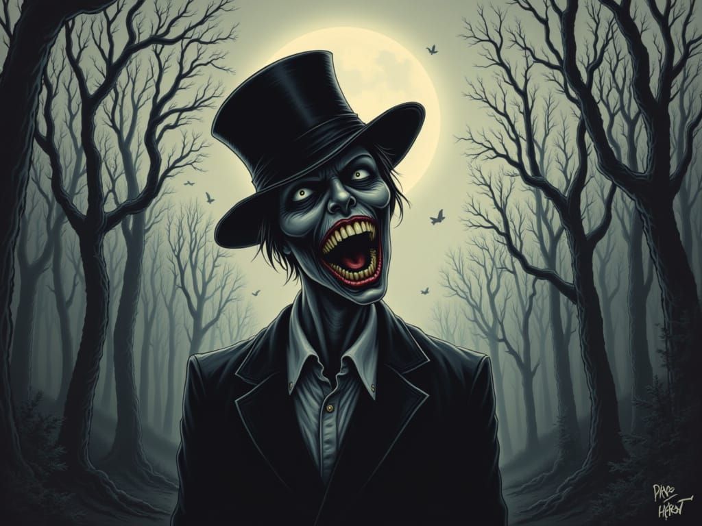 Zombie in Graveyard Wearing Top Hat