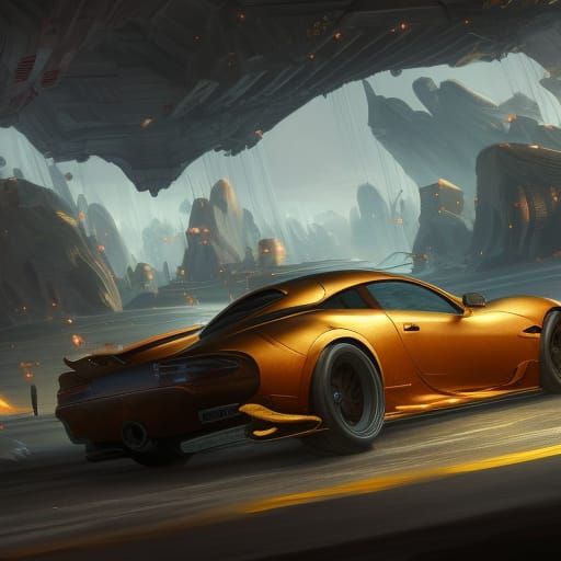 Detailed Matte Painting of Cars in Deep Color