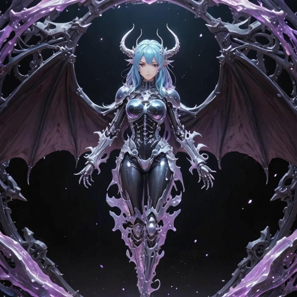 Rainbow Slime Dragon Girl with Robot Skeleton