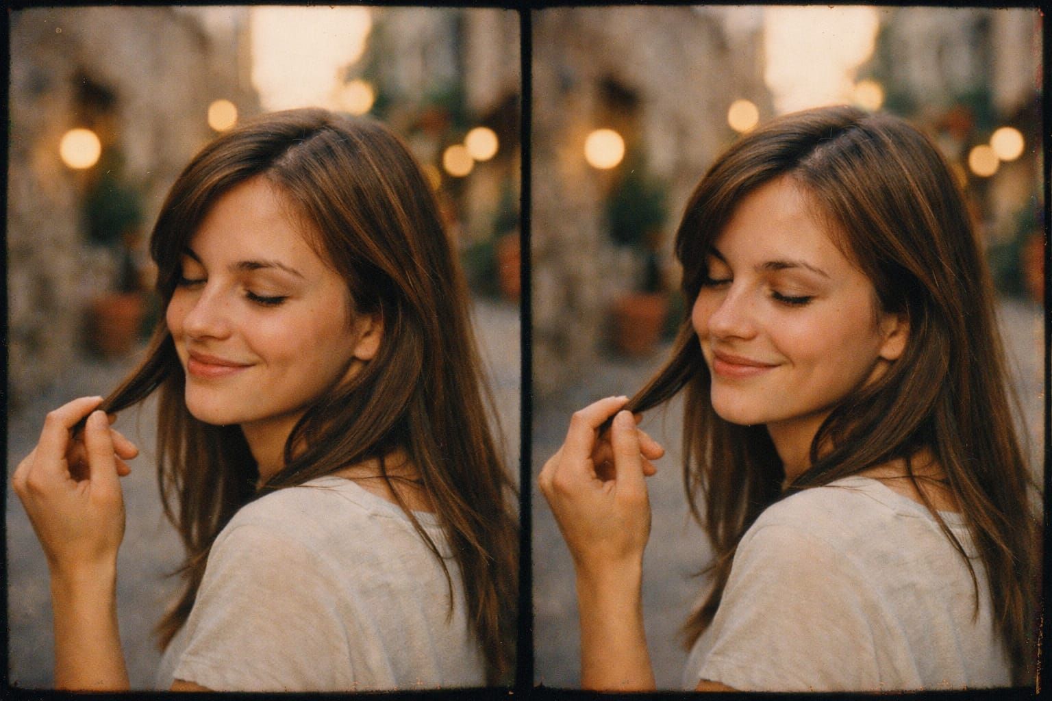 Stereoscopic Photo of Woman Playing with Hair