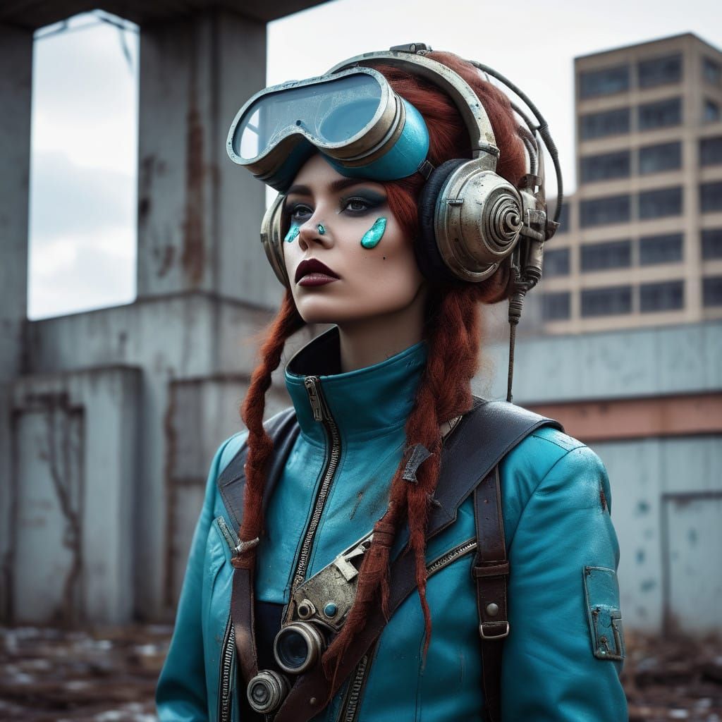 Soviet-Era Sci-Fi Goddess with Ebony Skin and Fierce Express...