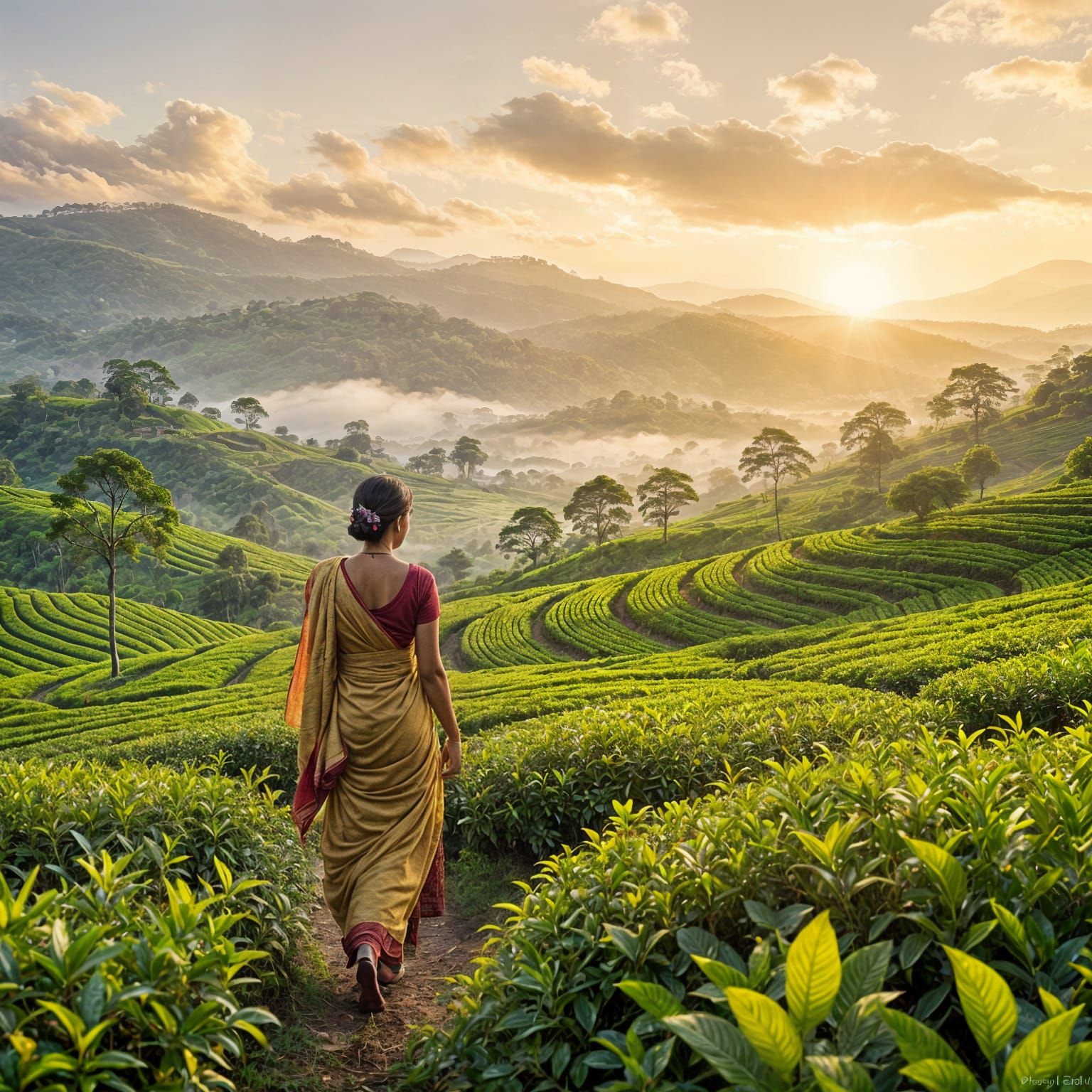 Sunrise Over Sri Lankan Tea Plantation