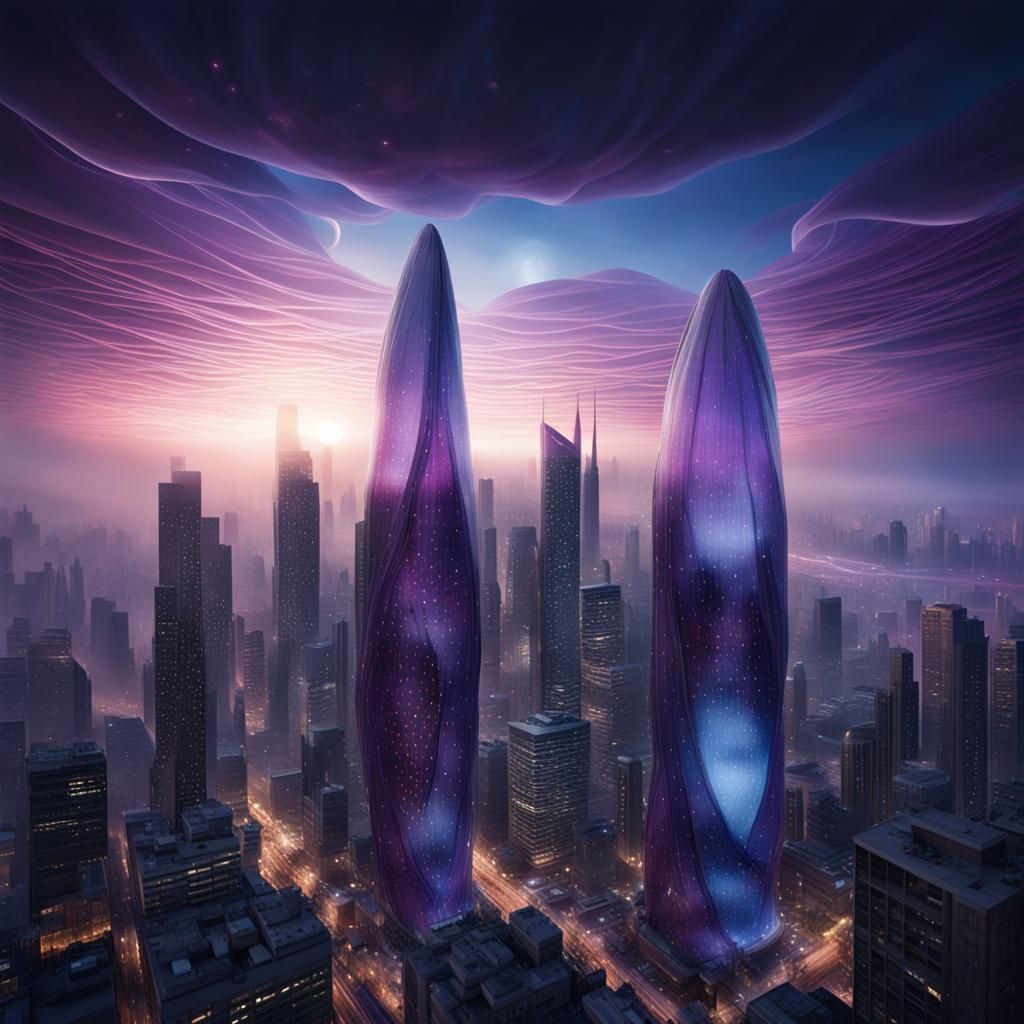 City in Ethereal Cocoon: Hyper-Realistic Photography