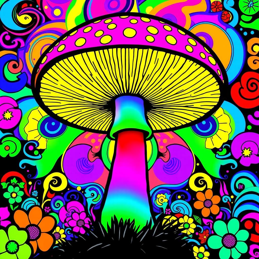 Psychedelic Mushroom in Pop Art Style