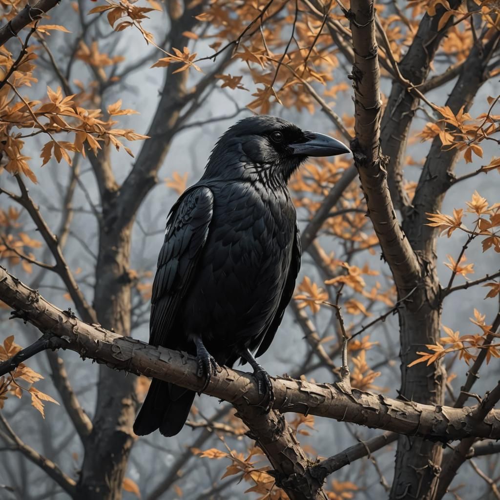Geometric Crow Feathers: Detailed Black Shapes