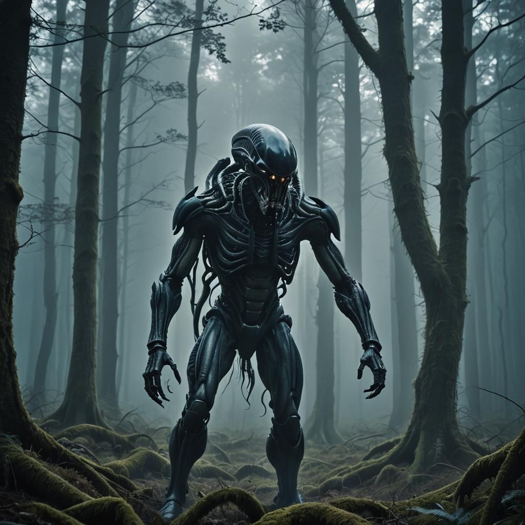 Moody Xenomorph Hybrid Emerges from German Forest Fog