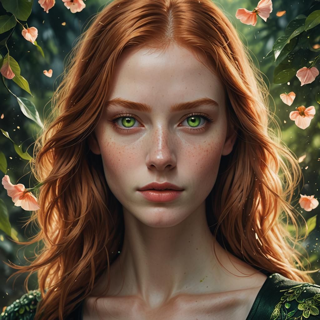 Hyperrealistic Portrait of a Ginger-Haired Woman in Unreal E...