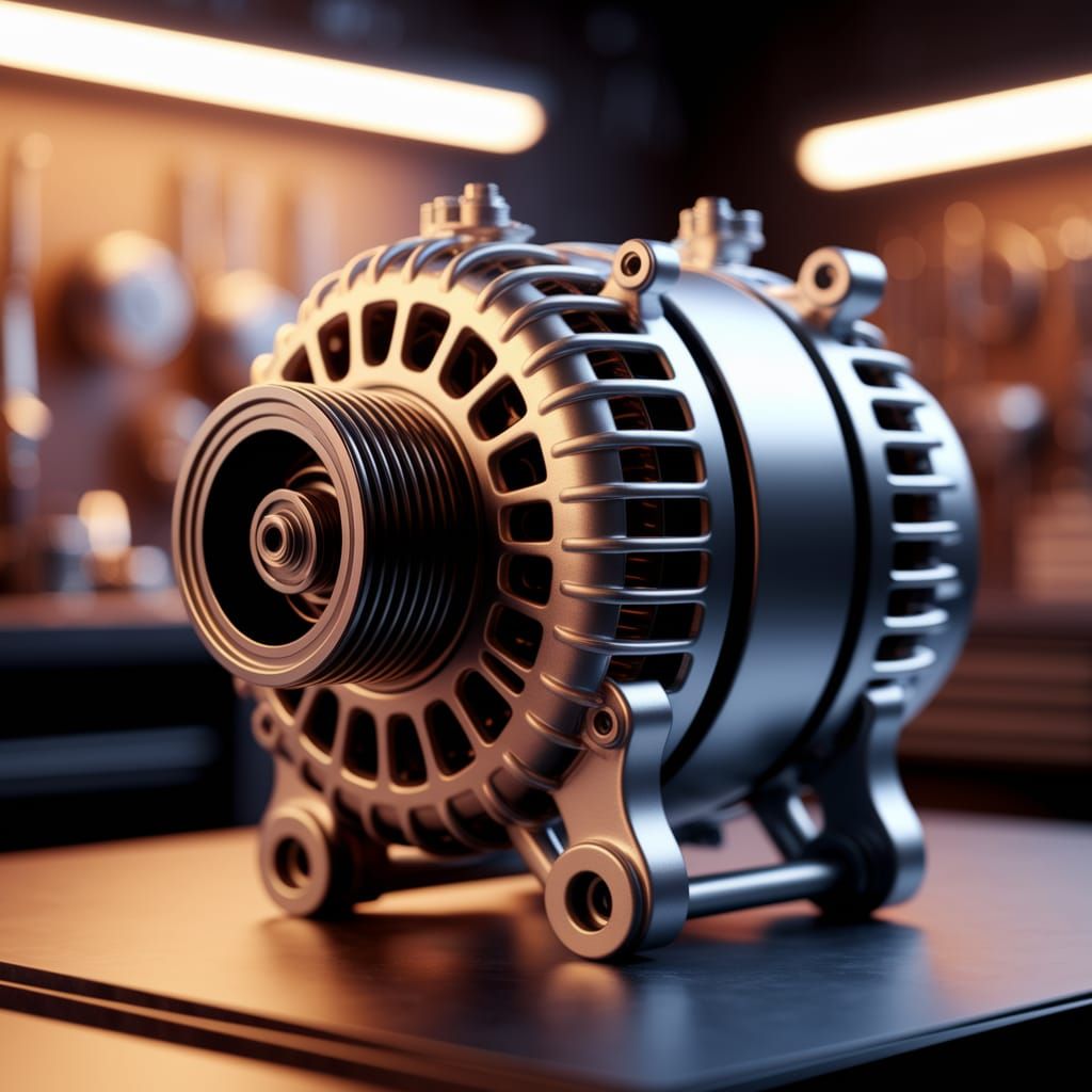 Sleek Alternator 3D Rendering in Industrial Style