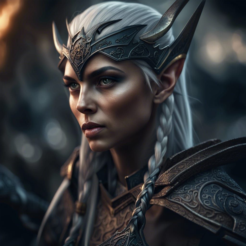 High Elf vs Dark Elf Battle Portrait in 8K