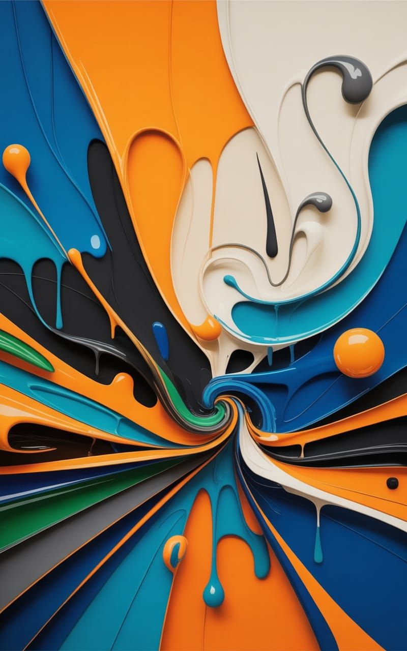 Neon Vortex: Abstract Expressionist Digital Art