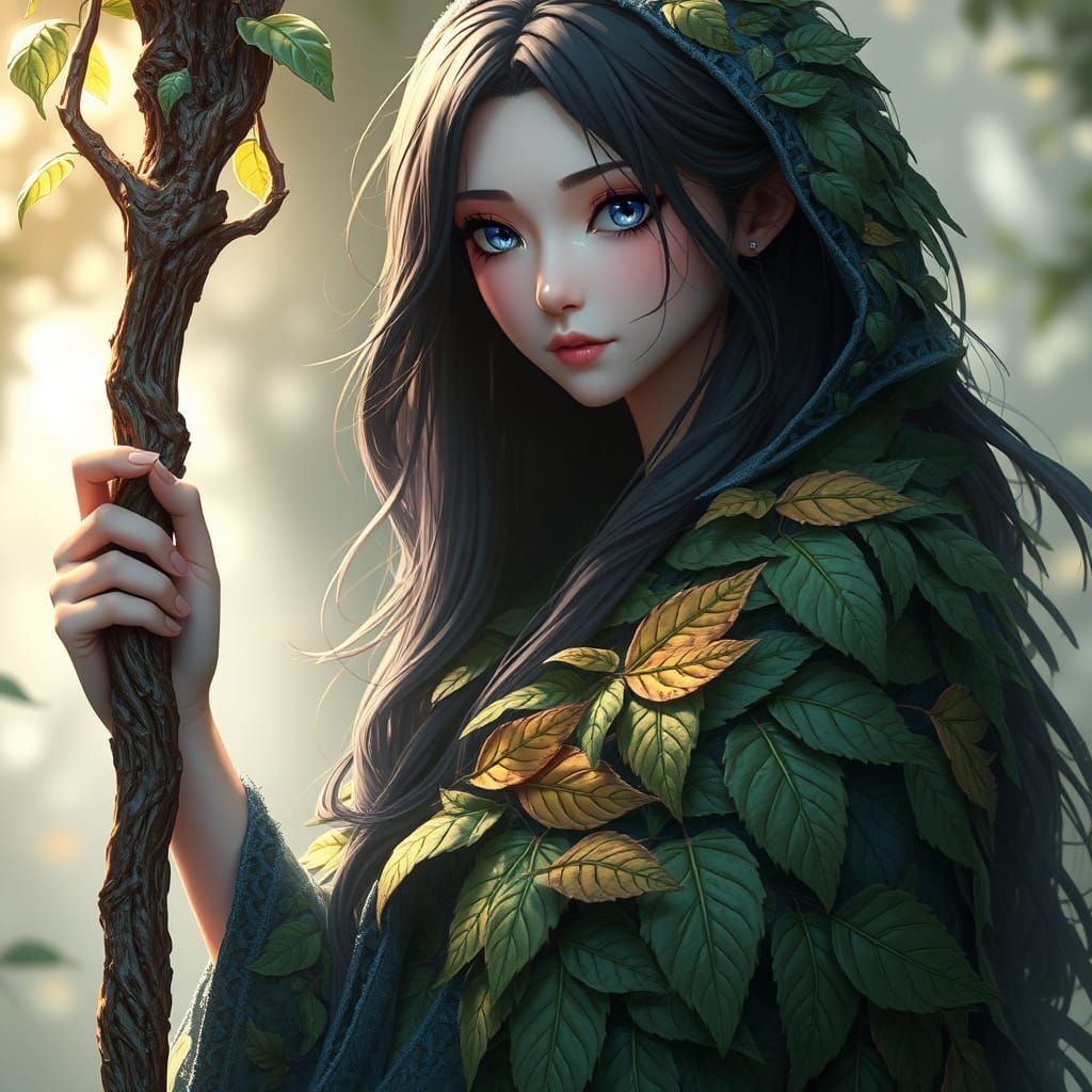 Sapphire Druidess in Ethereal Forest Glade