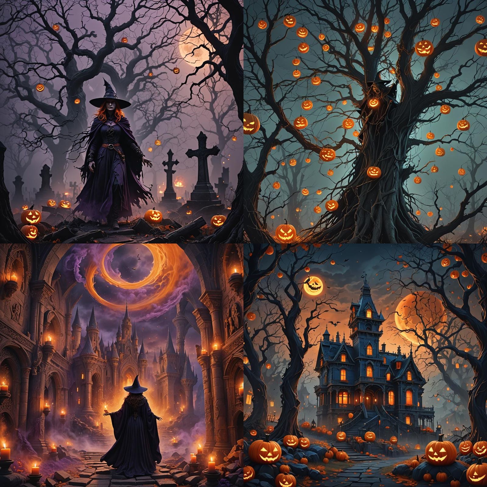 Fantastical Halloween Scene in Detailed Matte Painting