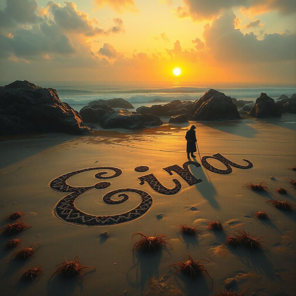 Forsaken Beach: Eira Written in Sand