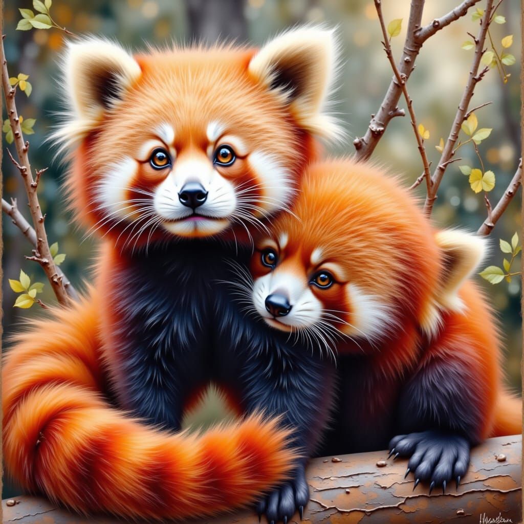 Vibrant Painting of a Charming Red Panda
