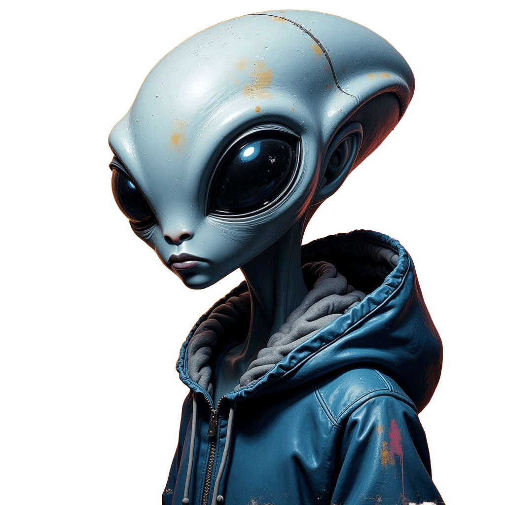Grey Alien in Graffiti Street Art Style