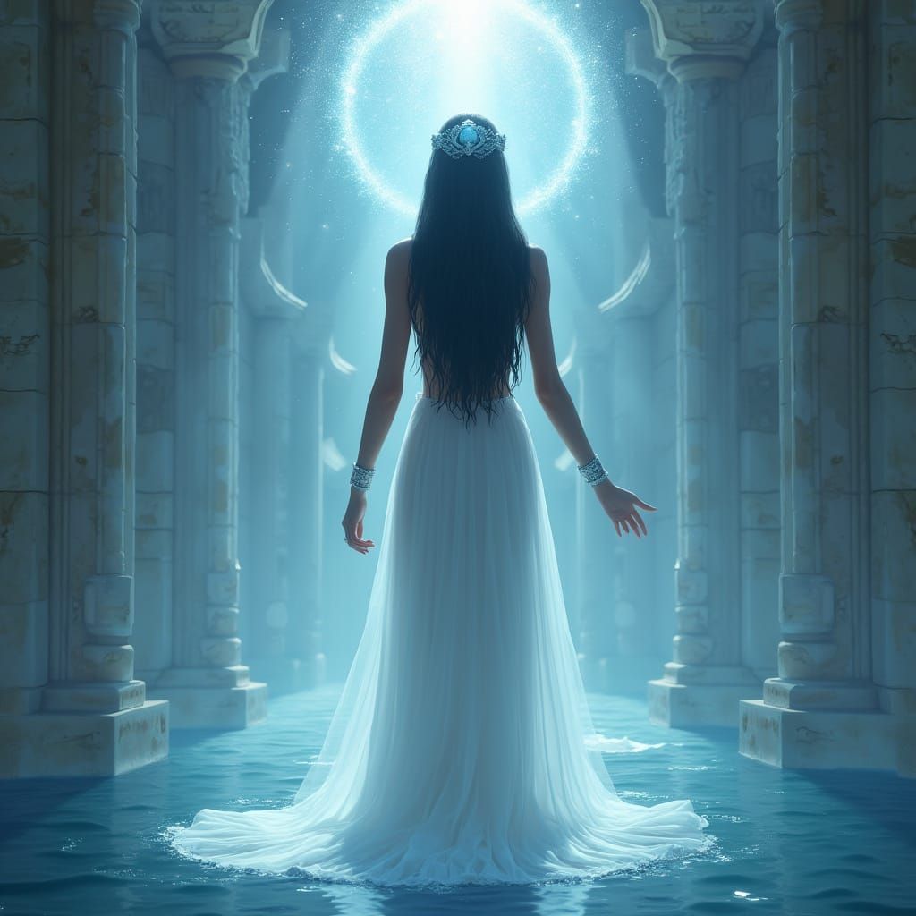 Lemurian Priestess Healing in Dreamy Surrealism