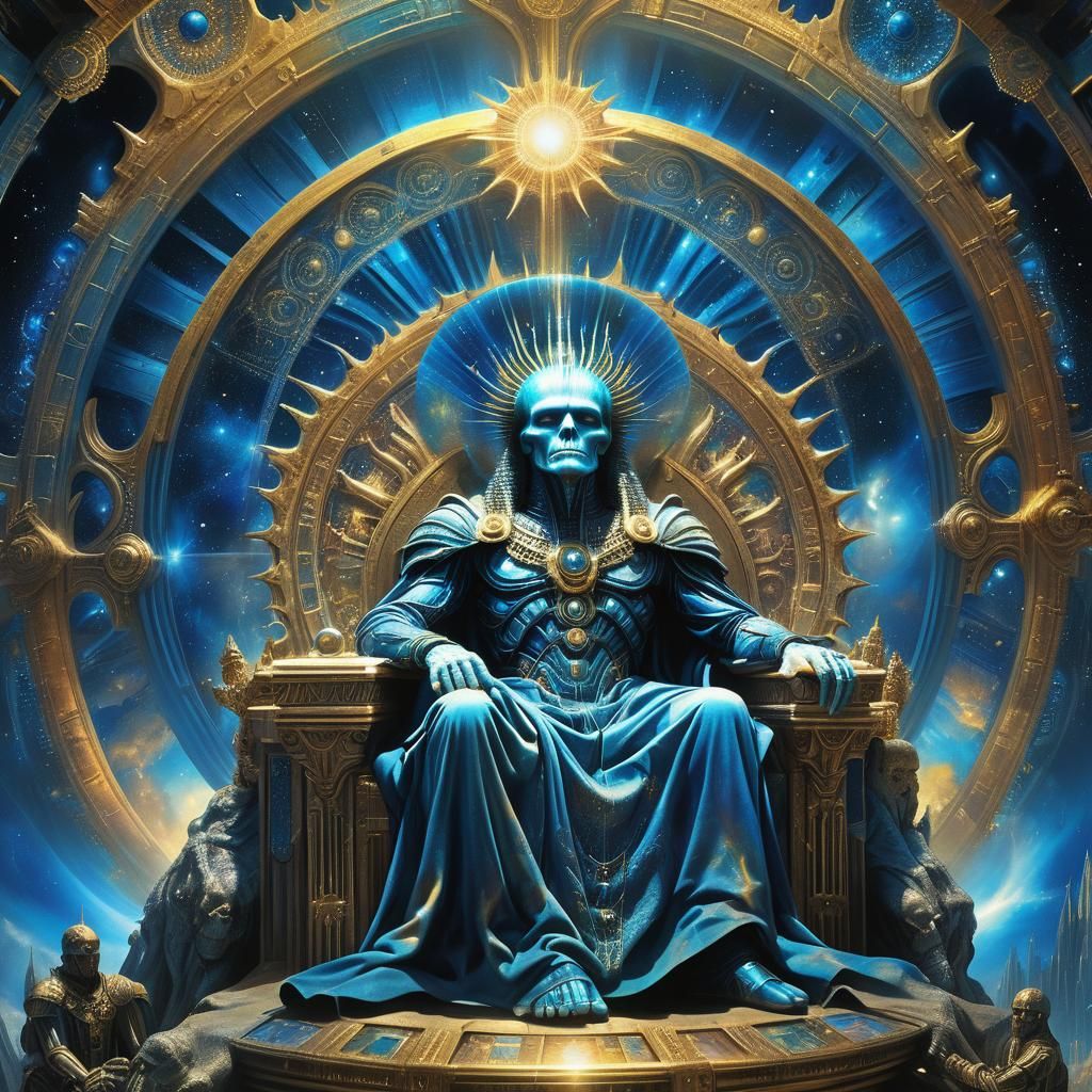 Majestic Deity on Throne in Fantasy Art Style