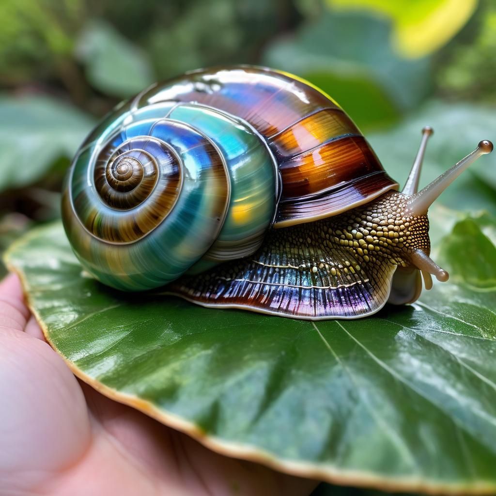 Art Nouveau Snail with Stained-Glass Shell