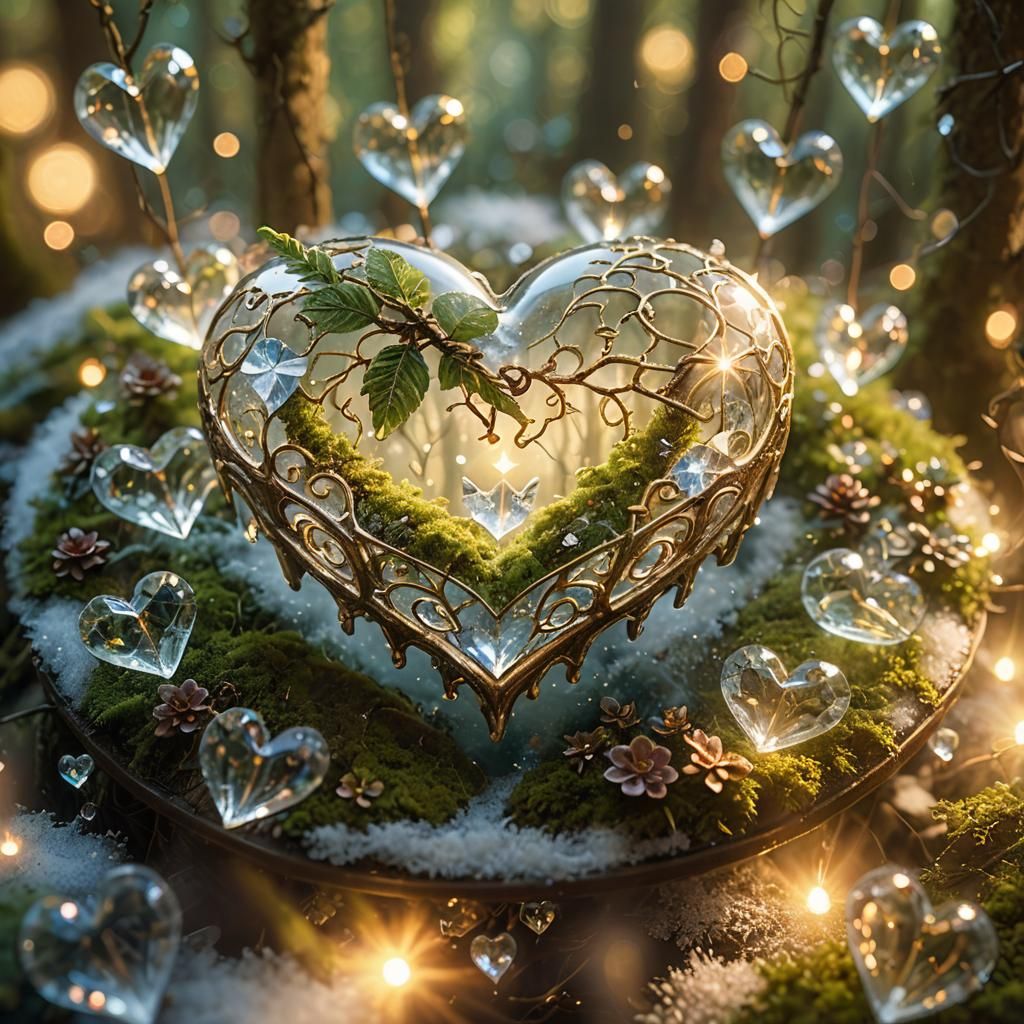 Crystal Heart Shines in Ancient Forest