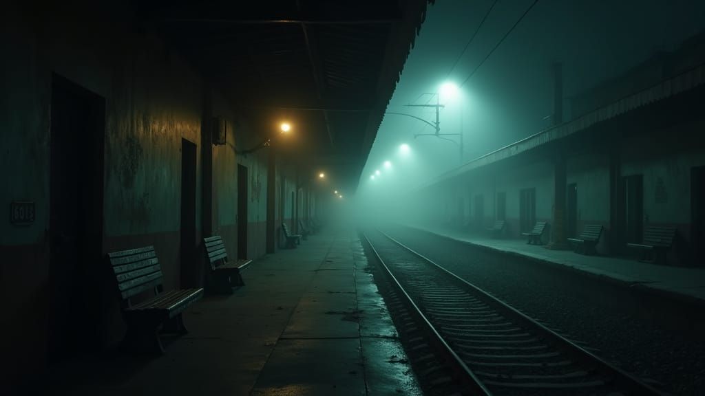 Eerie Abandoned Indian Railway Station in Thick Fog