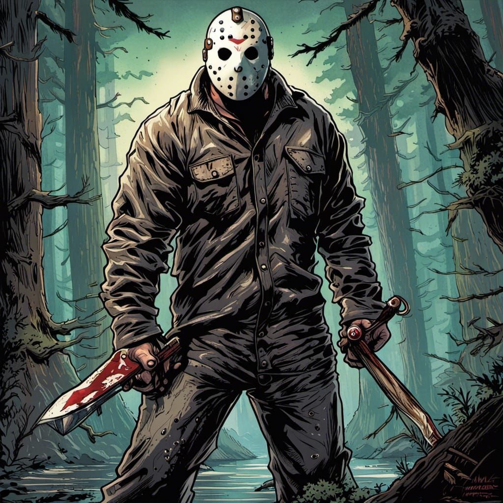Jason Voorhees in Comic Book Art Style