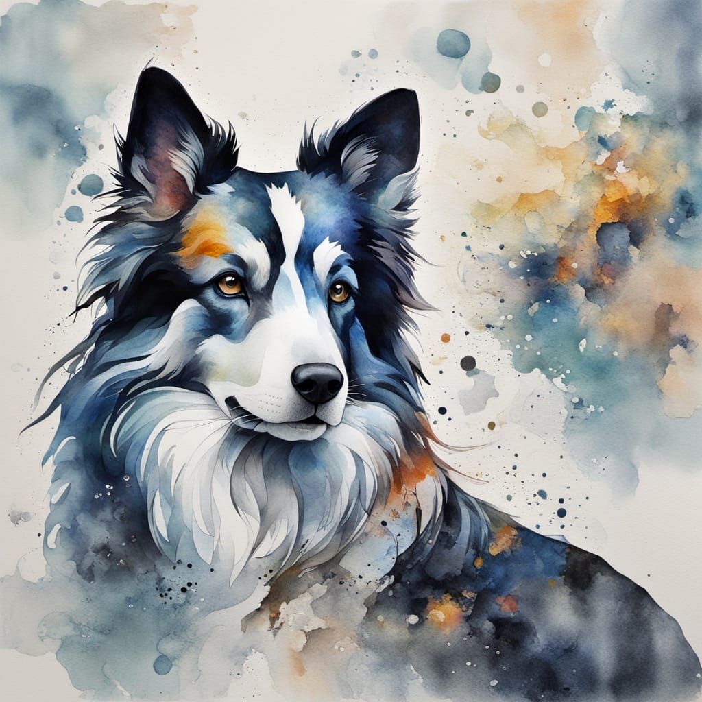 Mystic Dust Storm Collie in Abstract Surreal Style