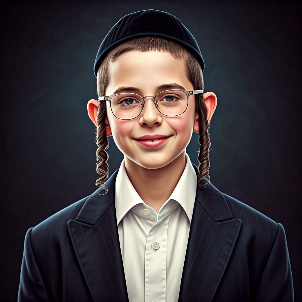 Chassidish Boy with Kasketl, Detailed Matte Painting